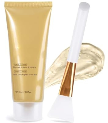 EIHI 1 Pieza de Mascarilla Exfoliante con Cúrcuma, Contiene Colágeno Reafirmante, se Aplica como Tratamiento Antiarrugas Nocturno, para una piel luminosa, Con Pincel