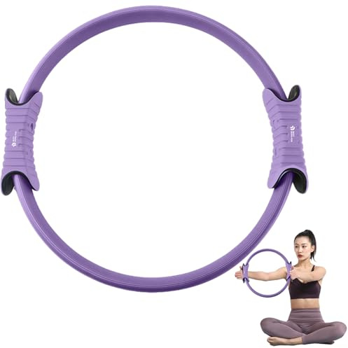 Pesoncarl Pilates Ring Fitness Trainer, Anello Fitness con Doppi Manici Imbottiti per Tappetino e Allenamenti, Attrezzatura Pilates Leggera e Portatile da 14, 6 Pollici, Viola