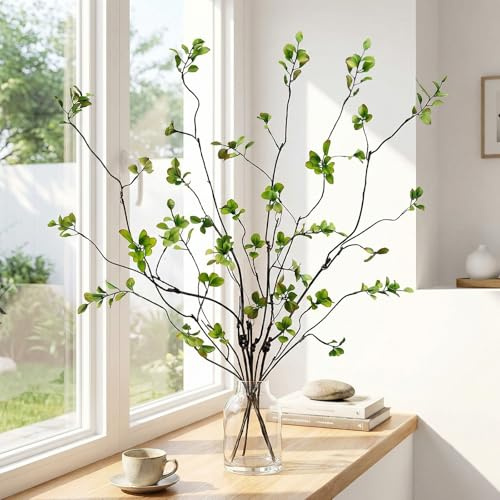 5 rami artificiali, 95 cm, rami artificiali di eucalipto, rami artificiali per vaso, piante artificiali, ramoscelli decorativi per vaso da terra, casa, ufficio