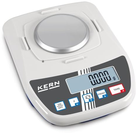Nybörjarlaboratorievåg med stor vägningsplatta [Kern EMS 300-3] i lågkostnadsområde, vägningsområde [Max]: 300 g, läsbarhet [d]: 0,001 g, minsta delvikt [räkning] g/styck: 0,002 g, vägplatta: e