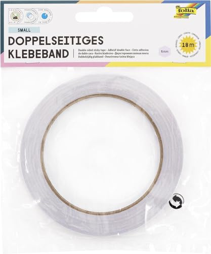 Folia 55022 Doppelseitiges Klebeband, 5mm x 18m, klar