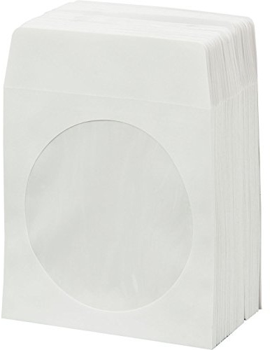 BestDuplicator White Cd/Dvd Paper Sleeves Envelopes With Flap And Clear Window - 100Pack