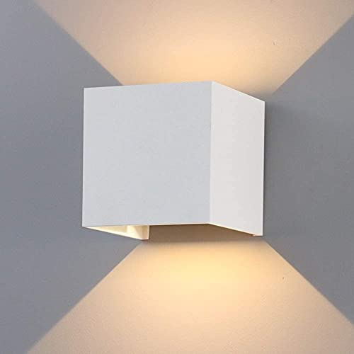 K-Bright 12W Outdoor Wall Light Waterproof IP65 LED Wall Lighting Indoor Outdoor Modern Aluminium Wall Lamp Adjustable Beam Warm White 3000K, White