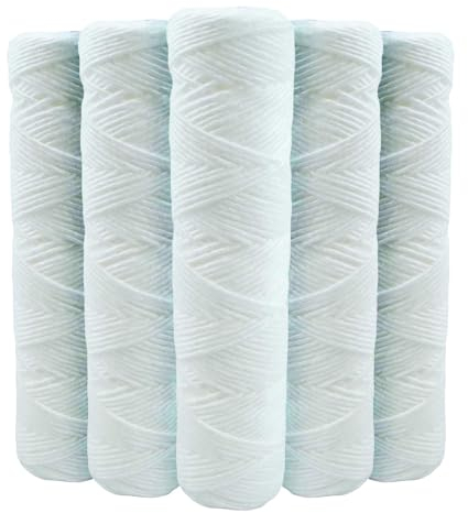 Lot de 5 Cartouches Bobinée Filtre à Eau Anti Sédiments 9 pouces 3/4-5 microns Compatibles Filtre 10 pouces