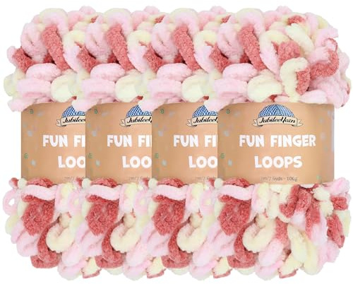 JubileeGarn med roliga fingerslingor – polyester jumbo viktögla – 100 g/skein – Athena – 4 nystan