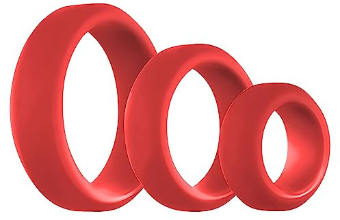 DUKESTON 3 Penisringe Klein - Groß Erektionsringe Set ø 26-52 mm Penisring Potenzring Hodenring Sex Toy für Männer (Silikon, Rot)