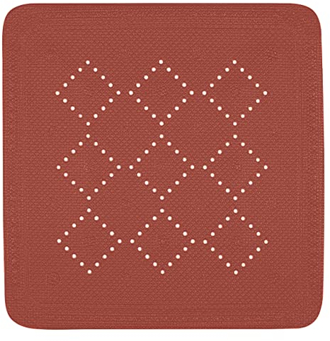 Spirella Duschmatte Badematte Duscheinlage antibakteriell rutschfest mit Saugnäpfen - Alaska Terracotta Rot- ca. 55 x 55 cm