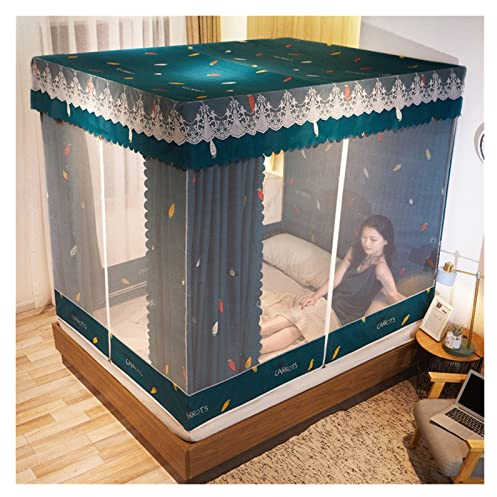 BUJOG Europäisches Moskitonetz, Himmelbett-Moskitonetz mit Rahmen, Bettnetz, dreitürig, für Einzel- bis Kingsize-Betten, Hängematten, Kinderbetten (Farbe: C, Größe: 1,8 m)