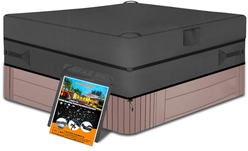AXPQHL Whirlpool Abdeckung, wasserdicht strapazierfähig, 600D Oxford-Stoff, quadratische SPA Hot Tub Protector, UV-Schutz und winddichter Garten Whirlpool Abdeckun, Schwarz (230 * 230 * 85cm)