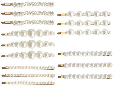 15 Horquillas de Perlas para el Pelo, Elegantes Pinzas Vintage, Accesorios de Moda para Novia y Mujer