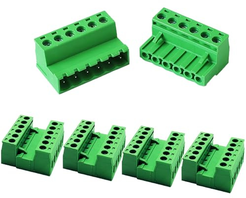 5 Sets 6 Pin 5.08mm Pitch DIY PCB Mount Screw Terminal Block Connector, Pluggable Quick Male and Female Connector-Phoenix Type Connector for 24-12 AWG