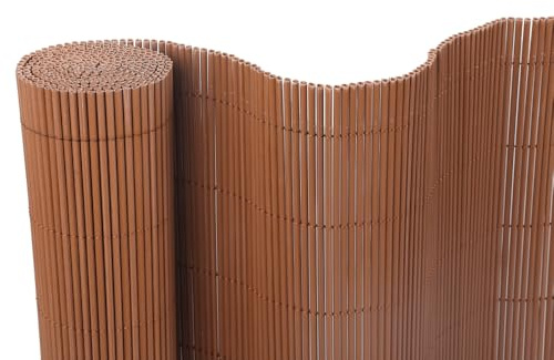 BONERVA | Mimbre PVC | Color Marrón | Valla de decoración exterior para jardín y terraza | Ocultación Exterior (1,5x3 Metros)
