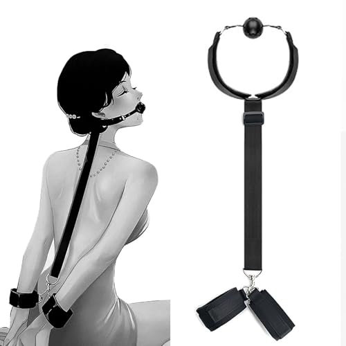 YUNHAOBAO BDSM Neck to Wrist Bondage Restraints Set Extreme Sex Toy with Handcuffs and Mouth Ball Gag Bondage Gear Accessories Adult Sex Toys for Couples