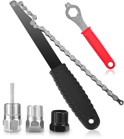 TIDEVAN Fahrrad Kettenpeitsche,5 Stück Cassette Lockring Tool Kassette Abzieher Werkzeug und Kettenpeitsche mit Zahnkranzabzieher und Abzieher Schraubkranz Abzieher Kit für Fach Kassette und Schrau