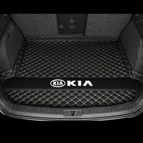 Leather Car Trunk Mat for KIA Sportage 2022-2024, Car Boot Mats Liner Tray Dust-Proof Anti-Scratch Cargo Carpets Auto Interior Styling Accessories,Black Beige