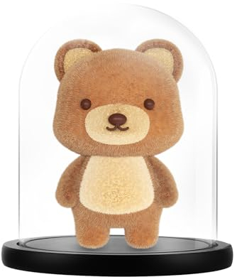 AKOLAFE Campana in vetro con fondo in legno, colore nero, altezza 21 cm, decorazione a cupola in vetro, diametro 15 cm, trasparente, decorazione per bambole, candele, oggetti da collezione