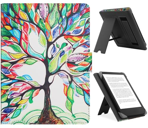 HoYiXi Étui Universel pour 6.8 Pouces,7 Pouces eReader Compatible Pocketbook/Tolino/Sony E-Book Reader Kindle Paperwhite/Kobo Clara HD/Kobo Clara 2E Coque Housse avec Support,Arbre