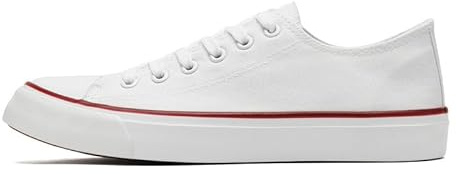Scarpe da ginnastica basse da donna, in tela, classiche, con lacci, scarpe da tennis casual, bianco, 35 1/3 EU