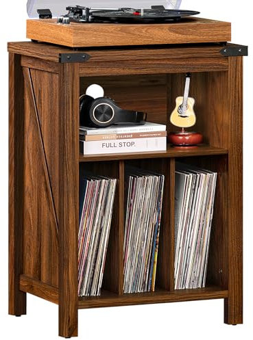 Record Player Stand with Vinyl Record Storage, Large Record Player Table Holds up to 160 Albums, Wood Turntable Stand Cabinet Shelf for Living Room,Bedroom,Office,Brown