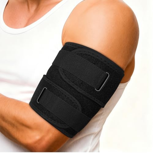flintronic Fascia di Compressione per Tendinite al Bicipite, Regolabile Compressione Della Parte Superiore del Braccio, Confortevole e Traspirante, per Distorsioni Muscolari e Infiammazione (L)
