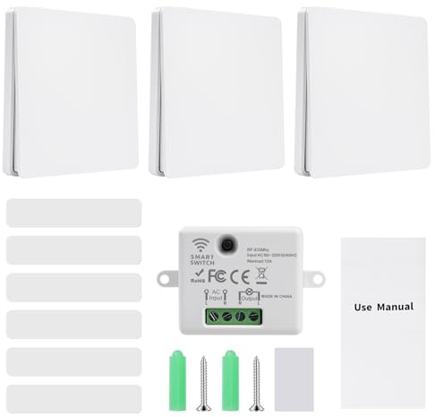 Interruttore wireless 220v interruttore senza fili senza batteria Set interruttori radio 2 interruttori 10A Interruttore radio 1 ricevitore + 3 pannelli di controllo.