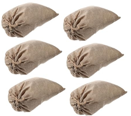 KJHBV Dimensioni 20x30cm in Juta Coulisse Riutilizzabili 6 Sacchetti per Conservazione Verdure e Piante, Materiale Traspirante Burlap per Uso Quotidiano e Orto