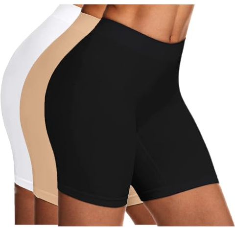 Lot de 3 Shorty Anti Frottement Cuisse Taille Haute Respirant Culotte Gainante Femme Sans Couture Ventre Plat Cycliste Panty Doux Invisible Grande Taille Short sous Jupe Legging Court Quotidien Sport