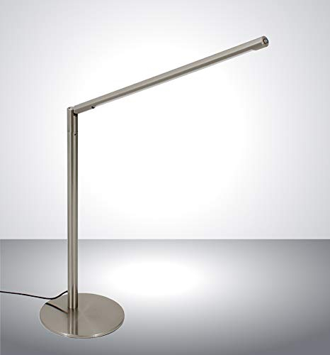 Trango 7489 LED Tischleuchte *STRAIGHT* Edelstahl-Optik Schreibtischlampe I Tischlampe I Leseleuchte I Lichtleise inkl. 1x 6.5 Watt LED Modul - 400 Lumen LED Leuchtmittel 3000K warmweiß
