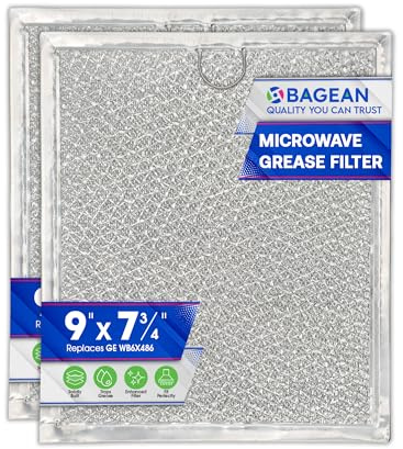 Microwave Filter Replacement 9 x 7.72 Fits WB6X486 GE Microwave Filter and Frigidaire 5304408977 - Aluminum Mesh Screen Grease Filter - Filters Air Entering Over the Range Oven Vent Fan (2-Pack)