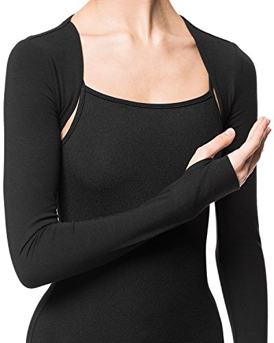 Arabesque Langarm Damen Ballettjacke Wickeljacke Bolero, Simone (Schwarz, S)