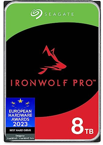 Seagate IronWolf Pro, 8 TB, Hard Disk SATA da 6 GBit/s, HDD, CMR 3,5 7.200 RPM, Cache da 128 MB per NAS con Sistema RAID, 3 anni Rescue Services, Pacchetto di Facile Apertura (ST8000NEZ01)