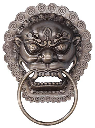 Türklopfer, Löwenkopf Türklopfer mit Schrauben, Antiker Bronze Chinesischer Stil Türklopfer Messing Antik Tierkopf Türring Holztür Zugring Ersatzteil