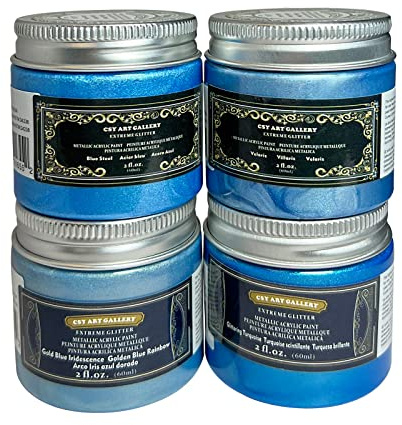 CSY art gallery Metallic Acrylic Paint -Blue Planet High Brightness Glitter Pigment-Art Craft for Artists & Painters, Canvas Halloween Pumpkin Ceramic Rock Painting (Cosmic Planet)