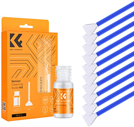 K&F CONCEPT 24mm Full Frame Sensor Cleaning Swab*10 + 20ml Sensor Cleaner, DSLR SLR Digital Camera Sensor Cleaning Swab for Reflex and Mirrorless Digital Camera CCD and CMOS Sensors