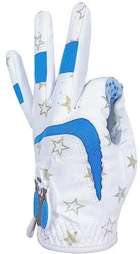 Golfhandschuhe Kinder Golfhandschuhe 1 Paar Pu. Leder Anti-Rutsch Sporthandschuh Weiß Blau Rot Schöne Design for Jungen Mädchen Teen Alter atmungsaktiv Golfhandschuhe Damen ( Color : Blue 1 pair , Siz