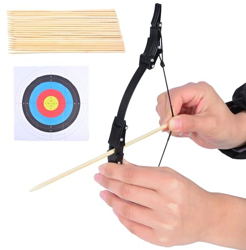 Archery Mini Bow and Arrow Set Adults Pocket Bow Left/Right Hands Recurve Bow Kit for Hunting Shooting Practice Archery Entertainment Fun (black)