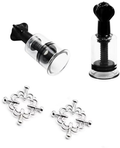 Sexy Brustklemmen, 2er Nippelklemmen Brustwarzen Einstellbare mit 2er Nippel Sauger Sexspielzeug, SM Fetisch Nippelklemmen Einstellbar,BDSM Sexspielzeug Für Frauen und Männer