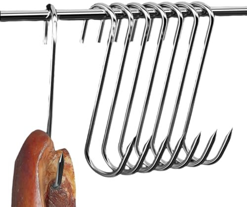 HhBdy 50 Piezas Ganchos en forma de S, Gancho para carnicero, Ganchos de Carne de Acero Inoxidable, 17cm Ganchos de Carne con Punta Afilada para Baño, Dormitorio, Oficina, Cocina, Tienda
