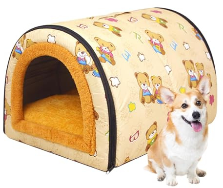 Caseta para Perros – Cama Y Pequeña para Mascotas | Cómoda Caseta para Perros con Cremallera, Casa De Cama Antideslizante para Animales, Casa para Perros para Jardín, Viajes, Sala De Estar, Dorm