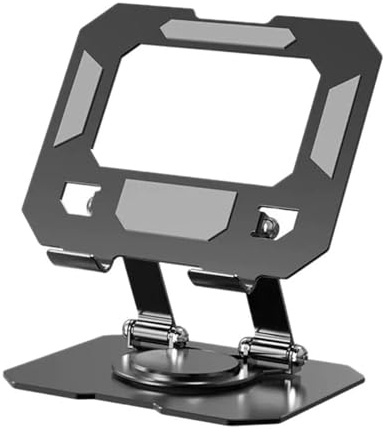 Justerbar vikbar tabletthållare i svart metall, 360° roterbar, mobiltelefonhållare för 4–16 tum iPad, Kindle, iPhone, Samsung,Tablethållare Skrivbord Telefonhållare (fyrkantig botten)