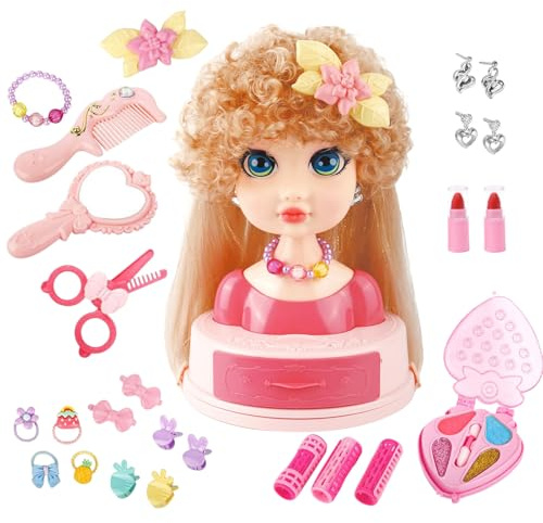 Doll Head for Hair Styling Kids Practice Beauty Set