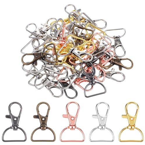40 Stück Drehbare Karabinerhaken, Taschenzubehör Zum Nähen Carabiner für Taschen, D Ring Schlüsselanhänger Verschluss DIY-Bastelarbeiten Geldbörsen Hardware