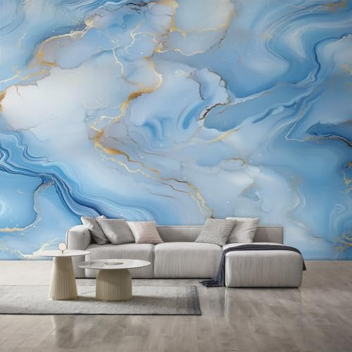 Generico Carta da Parati Marmo Blu Oro, 150X105cm, Carta da Parati Tessuto Non Tessuto Struttura Modern, Camera da Letto Decorazioni Parete Soggiorno Decorazione Cucina Décor D23