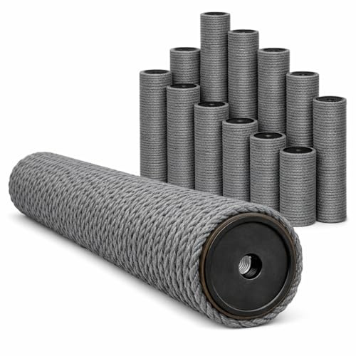 eyepower Ø 7,4 cm : Poteau à Griffer de Remplacement Gris - 35 cm Filetage M8 - Colonne en Sisal avec Noyau Stable - Accessoire Arbre à Chat pour Réparation Griffoir - Pilier avec Corde Naturelle