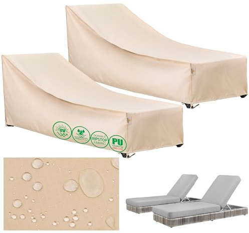F&J Outdoor trädgård solstol skyddande hölje vattentätt skydd för balkong och trädgårdsmöbler väderbeständigt robust och hållbart, perfekt för vinterförvaring 201 × 76 × 36/76 cm 2 stycken