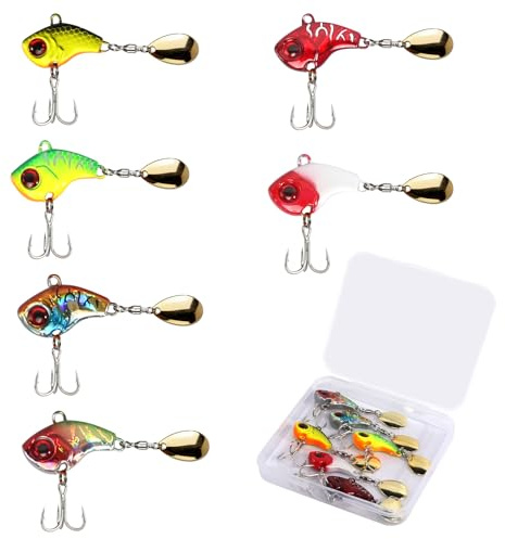 Juego de 6 señuelos de pesca, anzuelos, señuelos artificiales, para lucio, lucioperca, bagre, cacho
