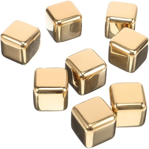 FOYTOKI Cubitos Enfriadoras de Acero Hielo de Reutilizables Inoxidable Rocas Enfriado 8 Piezas, Superficie Lisa Rápido Bebidas para Whisky
