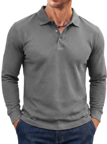 Runcati Långärmad pikétröja för män, pikétröja, toppar, sport, pikétröja | Bomull, lätt långärmad tröja, golfskjortor, casual, normal passform, t-shirt, utomhus
