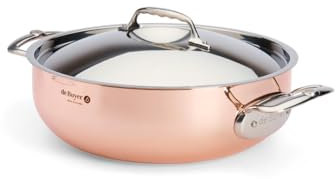 De Buyer, CACEROLA BAJA MONTURAS INOX CON TAPADERA PRIMA MATERA INDUCTION Ø28CM--6232.28
