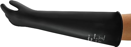 Ansell AlphaTec 87-108 Chemikalienschutz-Handschuhe aus Latex, Wiederverwendbare Chemie-Handschuhe für Industrie, Lebensmittel Geeignet, Gummi Arbeitshandschuhe, Schwarz, Größe L (1 Paar)